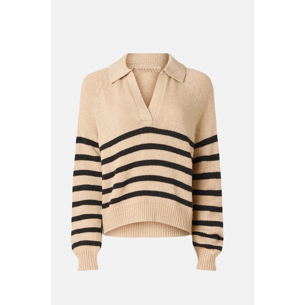 Marine Layer Relaxed Polo Striped Collared Long Sleeve Wool Sweater Size Small - Picture 5 of 13